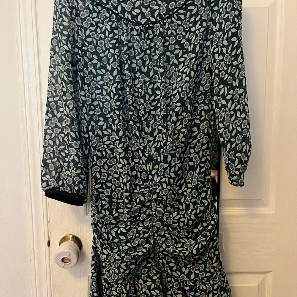 ba&sh Dark Green Leaf Print Dress